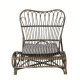 Lounge Lacquered Walnut Rattan Low Chair